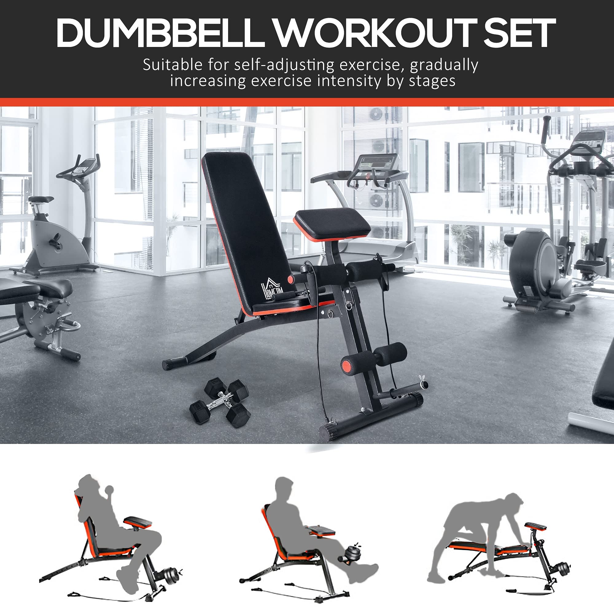 ウエイトトレーニング Dumbbell + bench weight/workout set Centr Fusion Workout Bench with Dumbbell Storage and Wheels